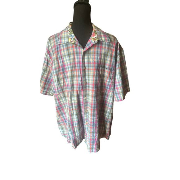 Alan Flusser Men's Short-Sleeved Plaid Button-Up Shirt - Picture 1 of 8